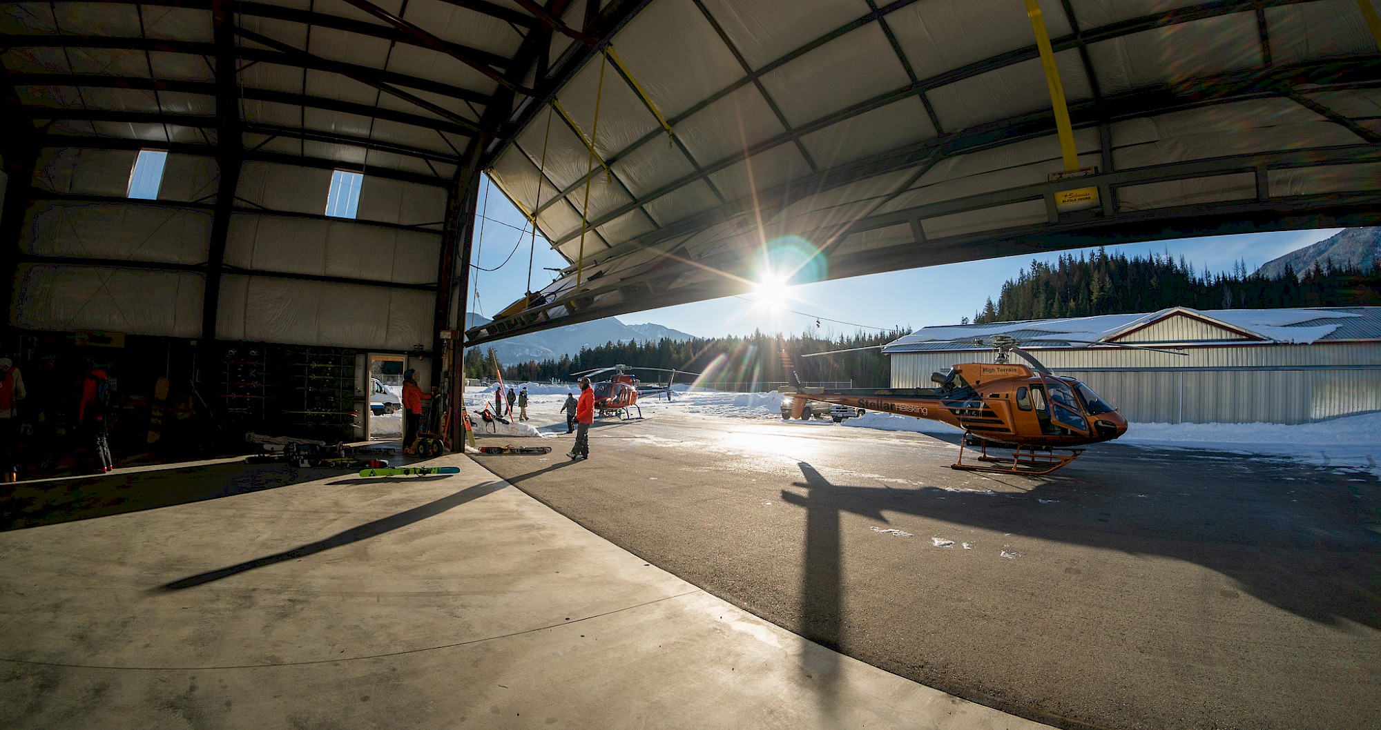 World class hanger getting ready to go skiing