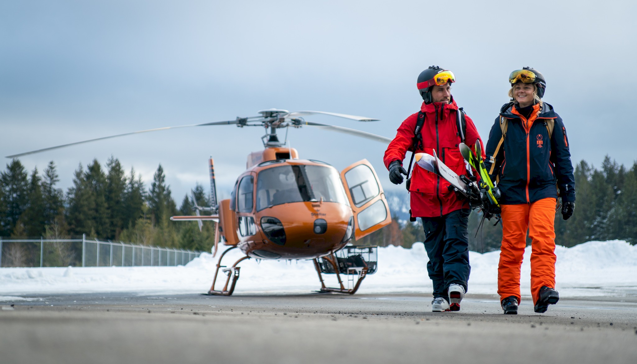 Guest after a day of heli skiing at Stellar Heliskiing